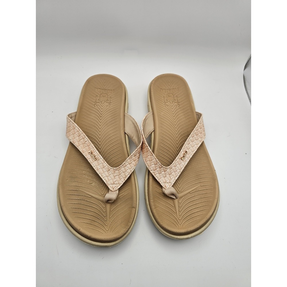 Kuailu‎ Womens Tan Beige Flip Flops Excellent Used Condition US 10